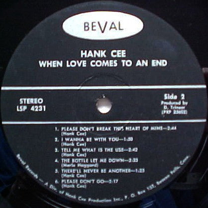 Hank Cee : When Love Comes To An End (LP,Album,Stereo)