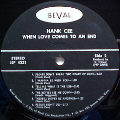 Hank Cee : When Love Comes To An End (LP,Album,Stereo)