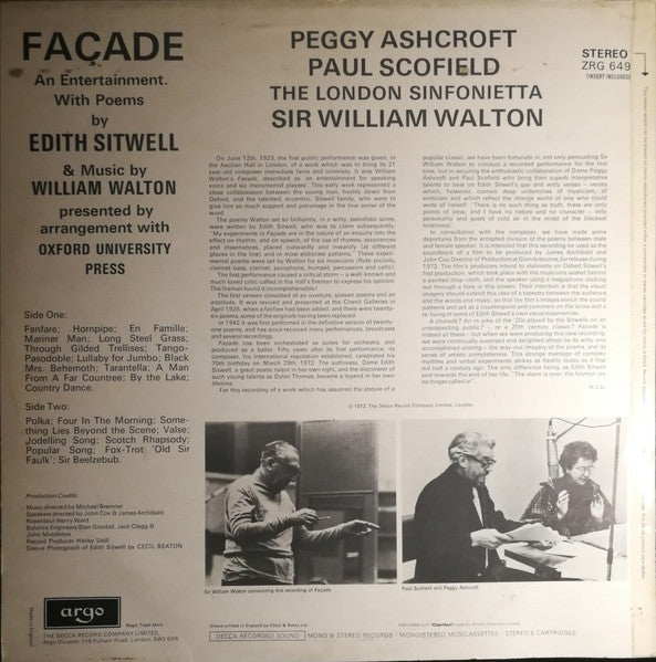 Peggy Ashcroft, Paul Scofield, Sir William Walton : Façade (LP,Album,Stereo)