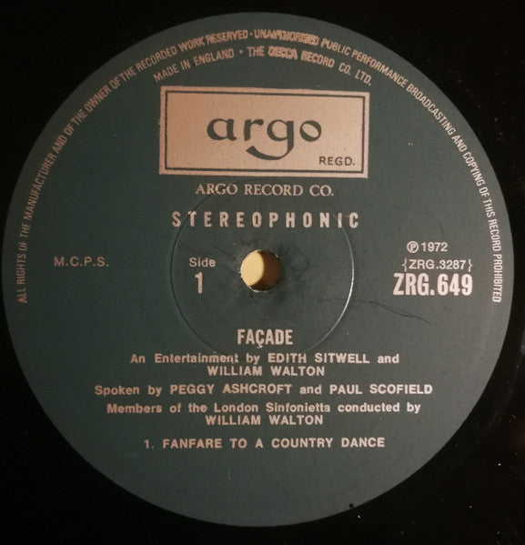 Peggy Ashcroft, Paul Scofield, Sir William Walton : Façade (LP,Album,Stereo)