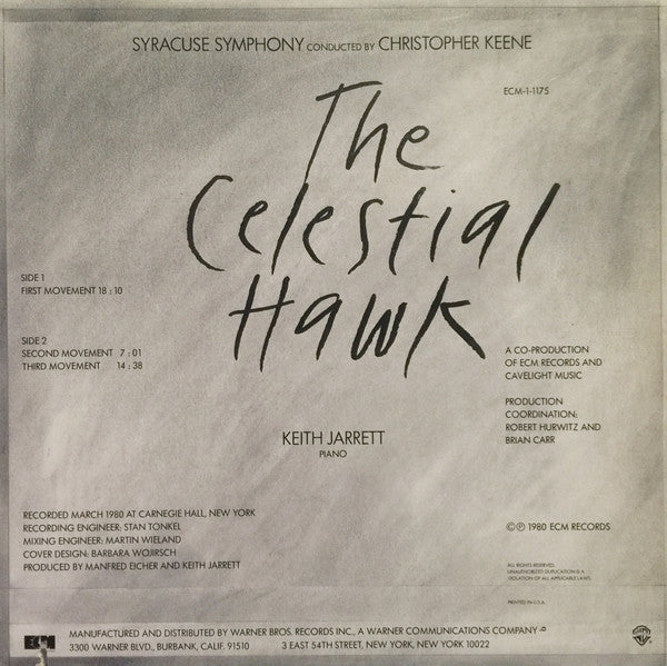 Keith Jarrett : The Celestial Hawk   For Orchestra, Percussion And Piano (LP,Album,Stereo)