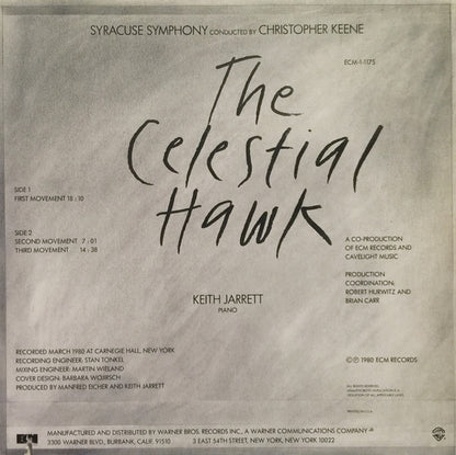 Keith Jarrett : The Celestial Hawk   For Orchestra, Percussion And Piano (LP,Album,Stereo)