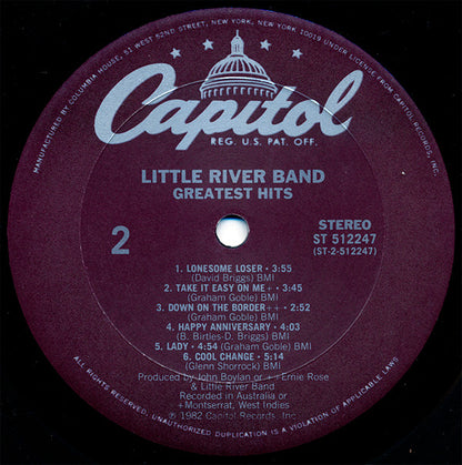 Little River Band : Greatest Hits (LP,Compilation,Club Edition,Stereo)