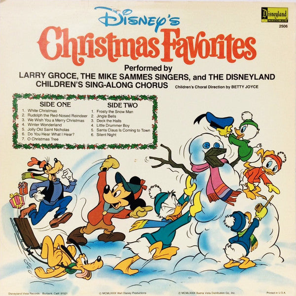 Larry Groce, Mike Sammes Singers And Disneyland Children's Sing-along Chorus, The : Disney's Christmas Favorites (LP)