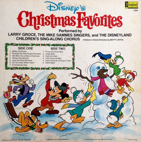Larry Groce, Mike Sammes Singers And Disneyland Children's Sing-along Chorus, The : Disney's Christmas Favorites (LP)