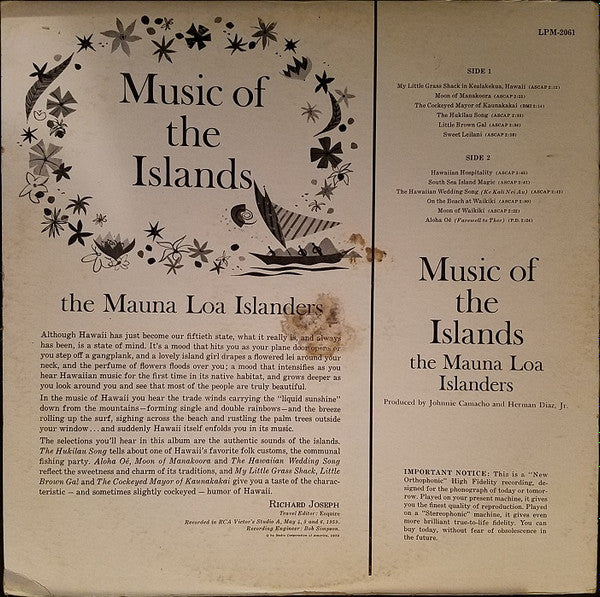 Mauna Loa Islanders, The : Music Of The Islands (LP,Album,Mono)