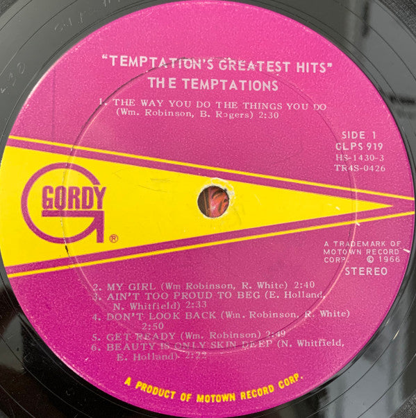 Temptations, The : The Temptations Greatest Hits (LP,Compilation,Stereo)