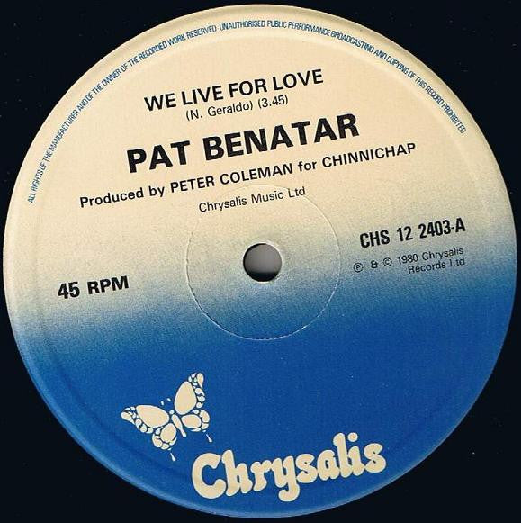 Pat Benatar : We Live For Love (12",Single)