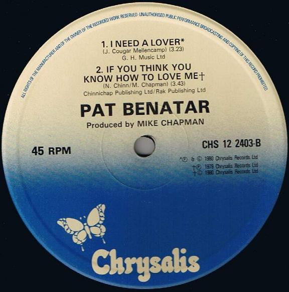 Pat Benatar : We Live For Love (12",Single)