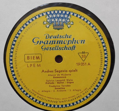 Andrés Segovia : Spielt (LP,Mono)