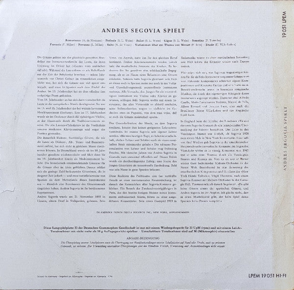Andrés Segovia : Spielt (LP,Mono)