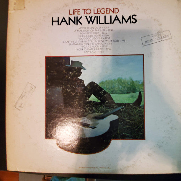 Hank Williams : Life To Legend (LP,Compilation,Promo,Stereo)