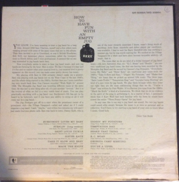 Dave Van Ronk With Ragtime Jug Stompers, The : Ragtime Jug Stompers (LP,Album,Stereo)