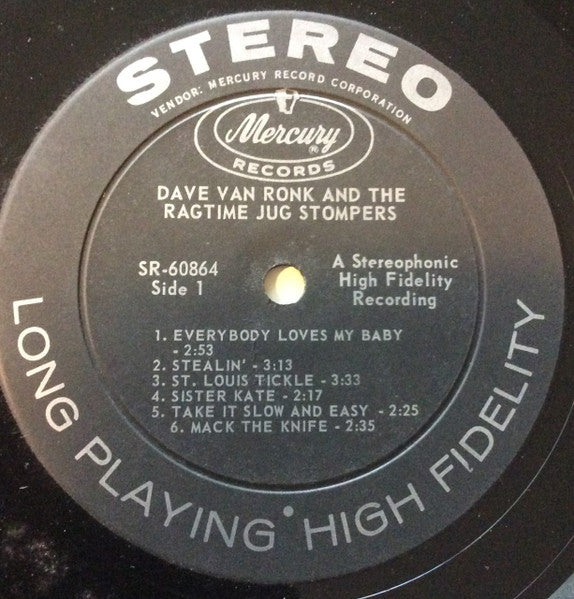 Dave Van Ronk With Ragtime Jug Stompers, The : Ragtime Jug Stompers (LP,Album,Stereo)