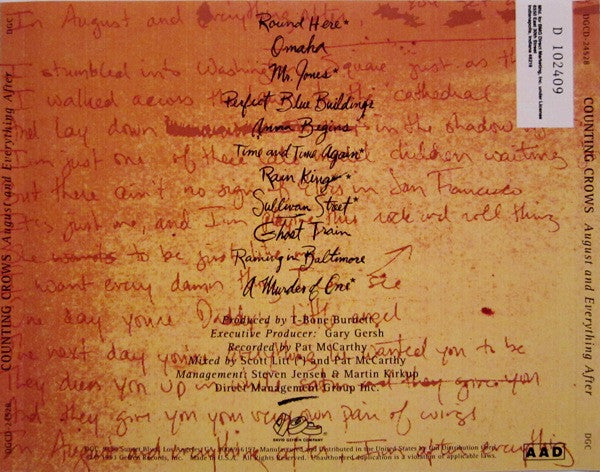 Counting Crows : August And Everything After (Album,Club Edition,Reissue)