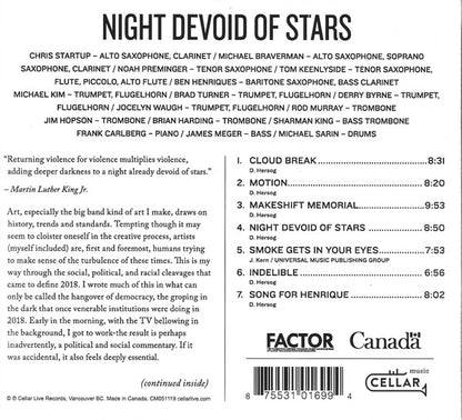 Daniel Hersog Jazz Orchestra Featuring Noah Preminger & Frank Carlberg : Night Devoid Of Stars (Album)