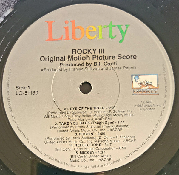 Bill Conti : Rocky III - Original Motion Picture Score (LP,Album)