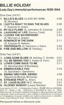 Billie Holiday : Lady Day's Immortal Performances (Compilation,Stereo)
