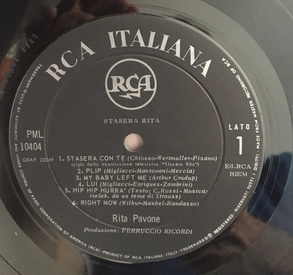 Rita Pavone : Stasera Rita (LP,Album,Mono)