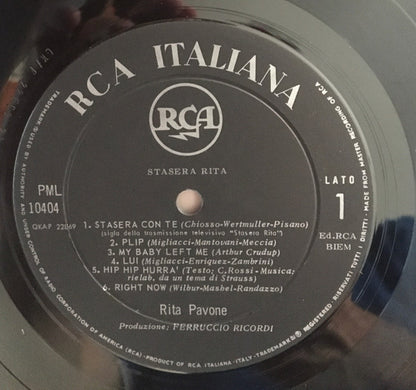Rita Pavone : Stasera Rita (LP,Album,Mono)