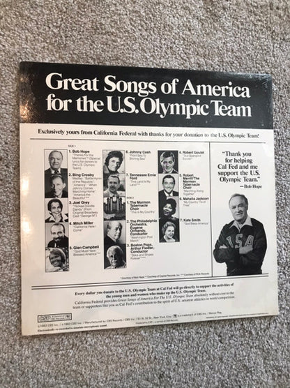 Various : Greatest Songs of America for the U.S. Olympic Team (LP,Compilation,Promo,Stereo)