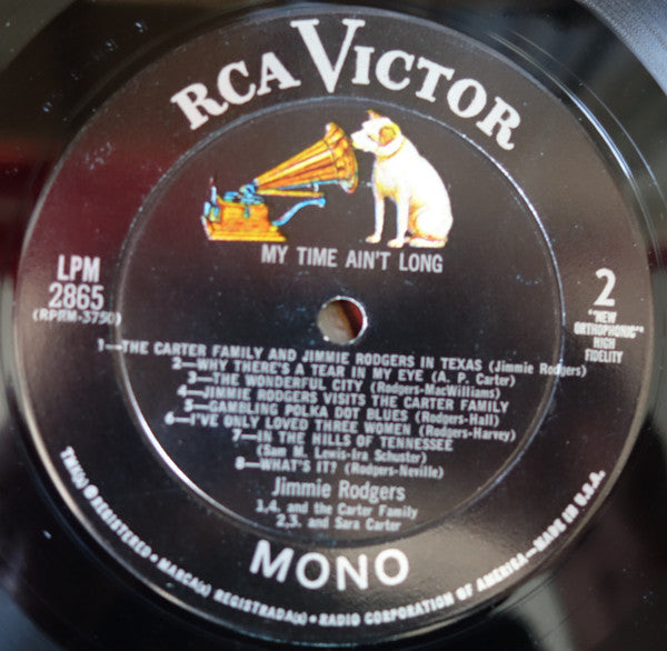 Jimmie Rodgers : My Time Ain't Long (LP,Album,Mono)
