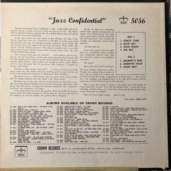 Various : Jazz Confidential (LP,Compilation,Mono)
