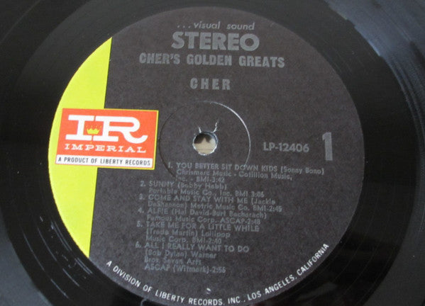 Cher : Cher's Golden Greats (LP,Compilation,Stereo)