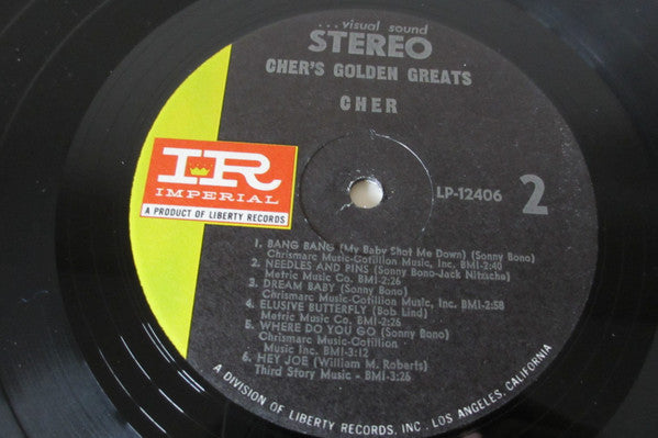 Cher : Cher's Golden Greats (LP,Compilation,Stereo)