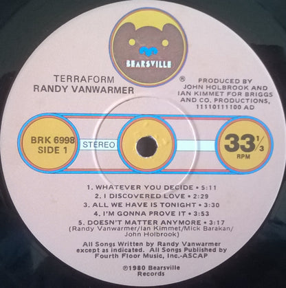 Randy Vanwarmer : Terraform (LP,Album,Stereo)