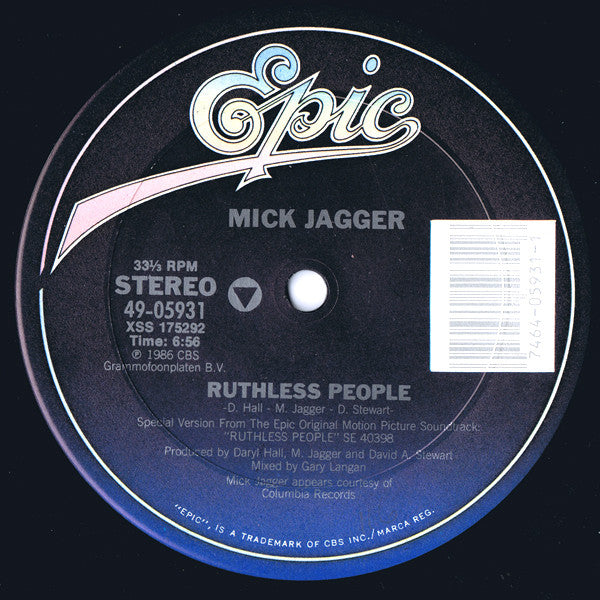 Mick Jagger : Ruthless People (12",33 ⅓ RPM)