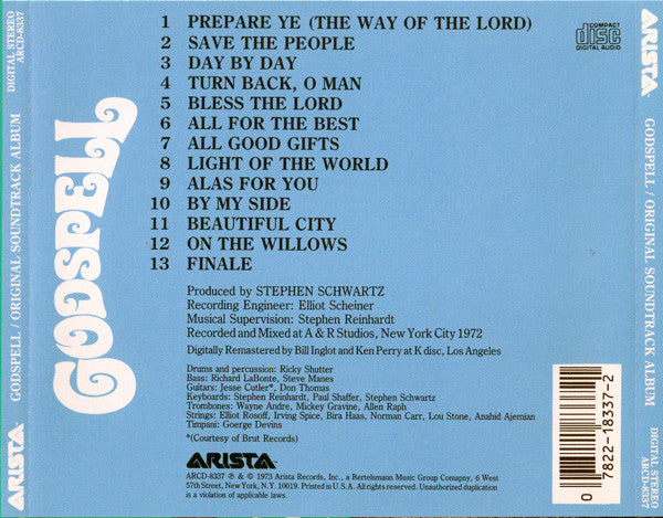 Various : Godspell (Original Motion Picture Soundtrack) (Album,Reissue,Remastered)