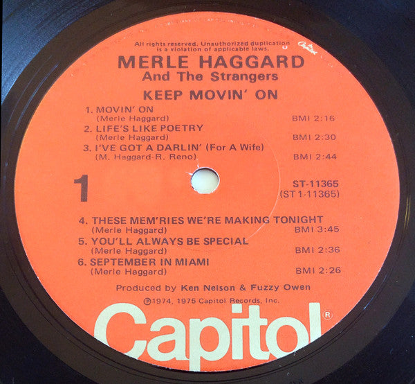 Merle Haggard And Strangers (5), The : Keep Movin' On (LP,Album)