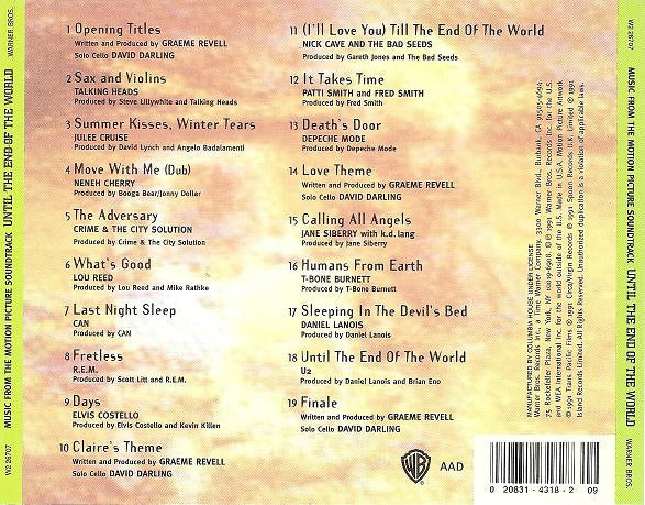 Various : Until The End Of The World (Music From The Motion Picture Soundtrack) (Album,Club Edition)