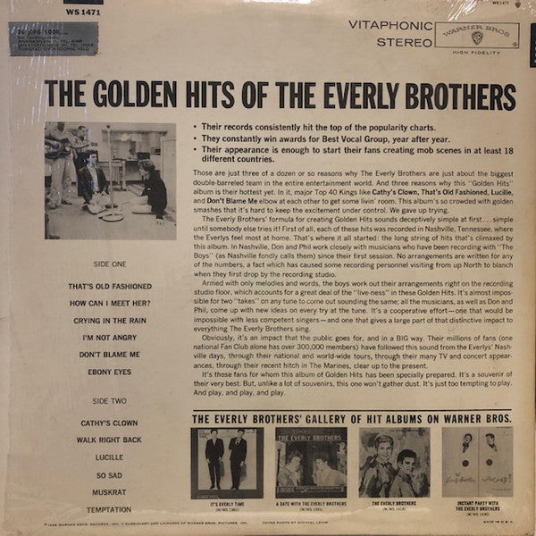 Everly Brothers : The Golden Hits Of (LP,Compilation,Stereo)