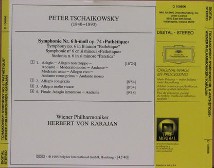 Pyotr Ilyich Tchaikovsky, Wiener Philharmoniker • Herbert von Karajan : Symphonie No. 6 »Pathetique« (Album,Club Edition,Reissue)