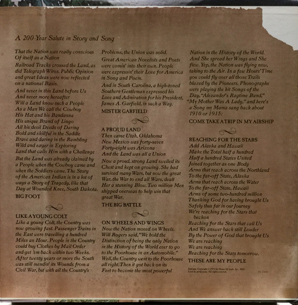 Johnny Cash : America: A 200 Year Salute In Story And Song (LP,Album)