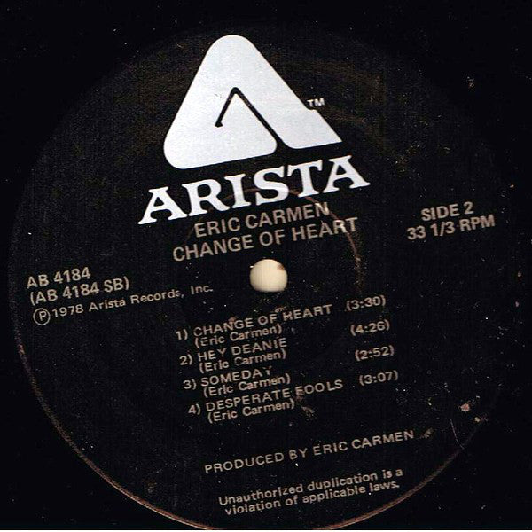 Eric Carmen : Change Of Heart (LP,Album)