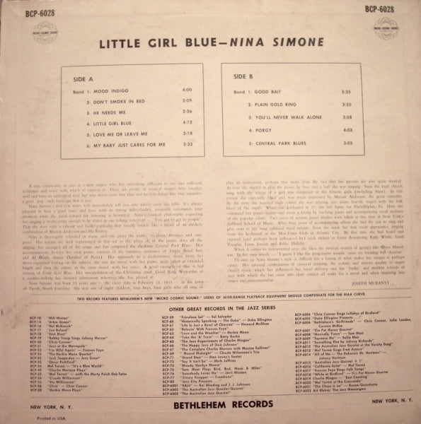 Nina Simone : Little Girl Blue (LP,Album,Mono)