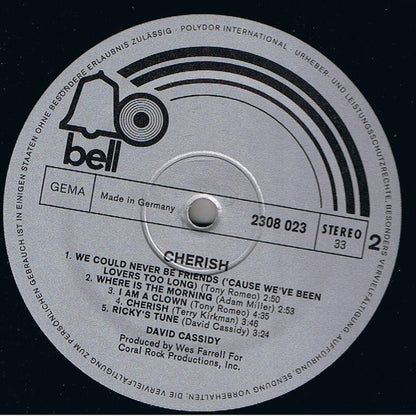 David Cassidy : Cherish (LP,Album)