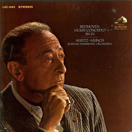 Ludwig van Beethoven, Jascha Heifetz • Charles Munch, Boston Symphony Orchestra : Violin Concerto (In D) (LP,Album,Reissue,Stereo)