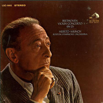 Ludwig van Beethoven, Jascha Heifetz • Charles Munch, Boston Symphony Orchestra : Violin Concerto (In D) (LP,Album,Reissue,Stereo)