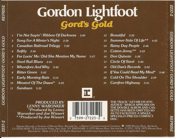 Gordon Lightfoot : Gord's Gold (Compilation)