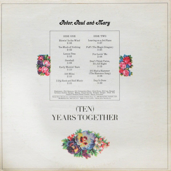 Peter, Paul & Mary : The Best Of Peter, Paul And Mary: (Ten) Years Together (LP,Compilation)
