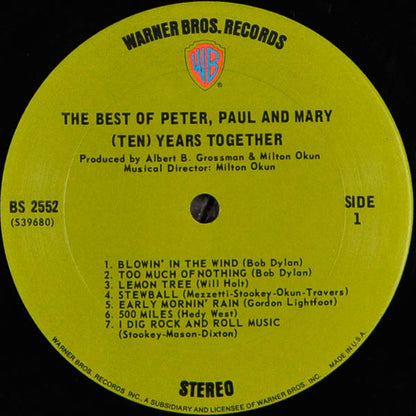 Peter, Paul & Mary : The Best Of Peter, Paul And Mary: (Ten) Years Together (LP,Compilation)