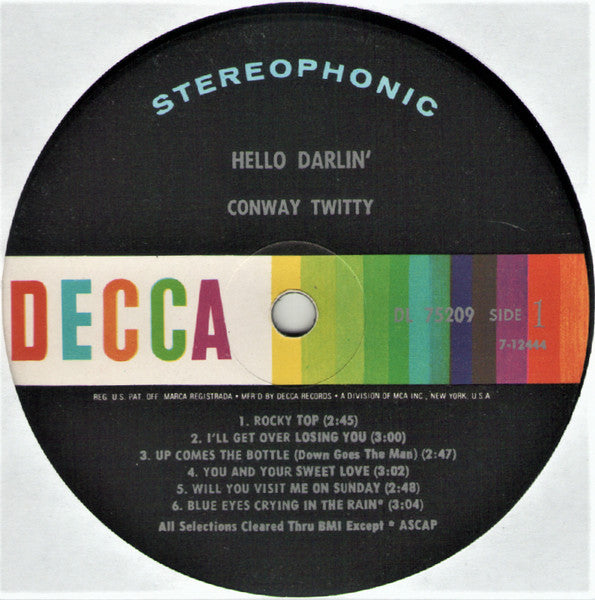 Conway Twitty : Hello Darlin' (LP,Album,Stereo)