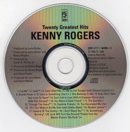 Kenny Rogers : Twenty Greatest Hits (Compilation,Reissue)