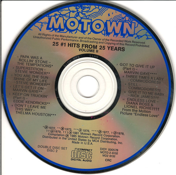 Various : 25 #1 Hits From 25 Years (Volume II) (Compilation,Club Edition)