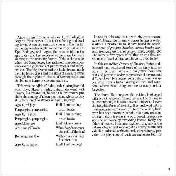 Babatunde Olatunji : Drums Of Passion (Album,Reissue)