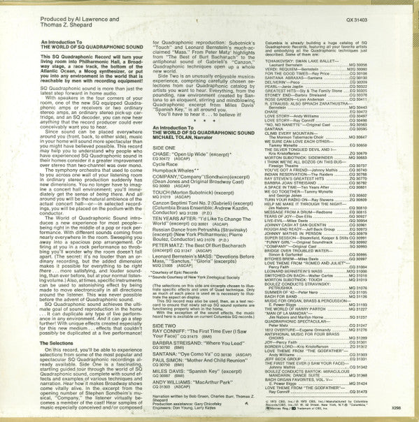 Various : An Introduction To The World Of SQ Quadraphonic Sound (LP,Compilation,Mixed,Quadraphonic)
